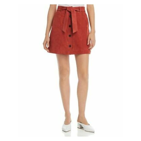 JOIE Dresses & Skirts - NWT JOIE Womens Red Belted Button Up Mini A-Line Skirt Size: 2